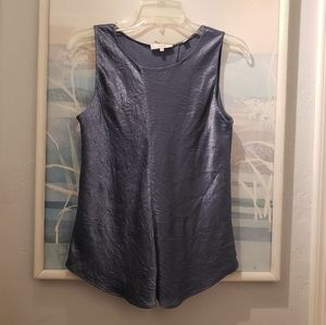 Vince Bias Cut Crinkled Satin Tank In Stormy Blue Size Womens M V602312080